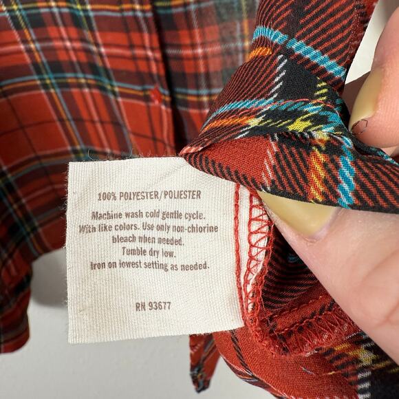 Decree Women Sheer Plaid Button Up Shirt Top Large Christmas Holiday Academia - Picture 7 of 7